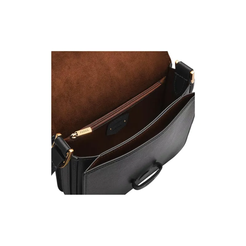 FOSSIL Smooth Leather Shoulder Bag, Crossbody Bag Women's Black-3