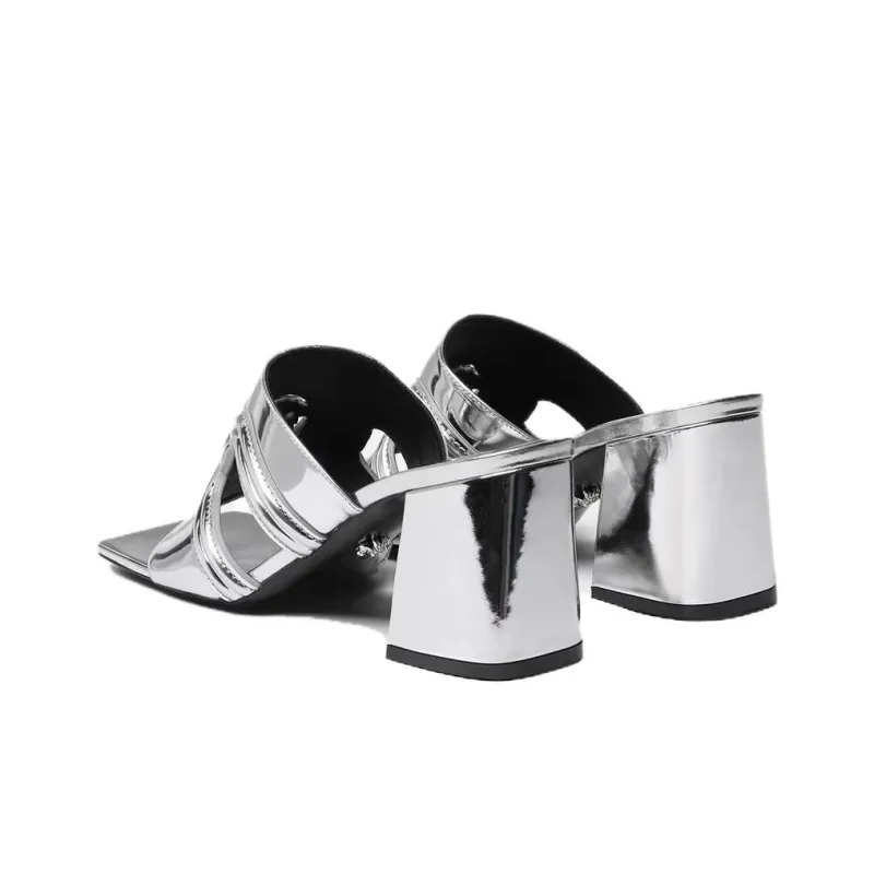 VERSACE Medusa '95 Slide Slippers 7cm Women's Silver-3
