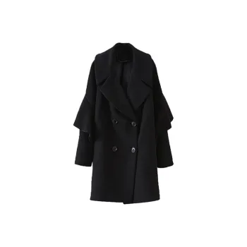 SOON FLOWER Velvet feel Coat Fall Winter Women's Black