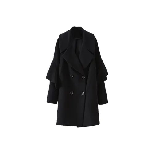 SOON FLOWER Velvet feel Coat Fall Winter Women's Black