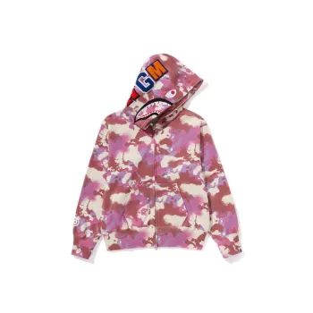 Bape Women's Map Camo Shark Full Zip Hoodie Pink