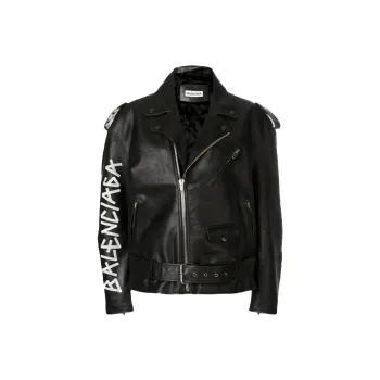 Balenciaga Leather Jackets Women's Black