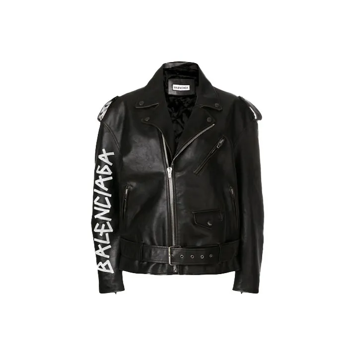Balenciaga Leather Jackets Women's Black-0