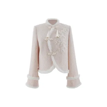 Blovelan Cropped Coats Women's Apricot Pink