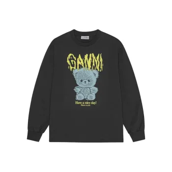 GANNI Teddy Printed Crewneck Sweatshirt