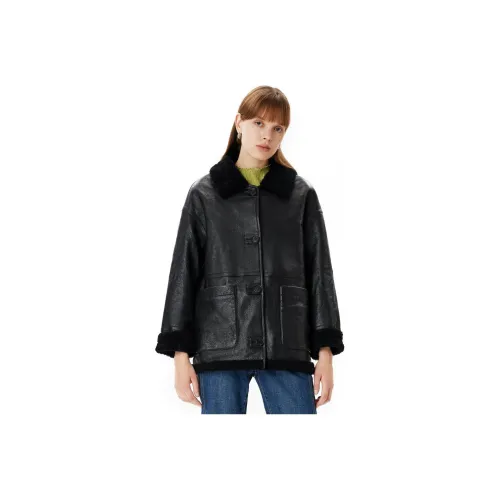 XII BASKET Leather Jacket Women's Black