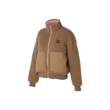 PUMA DEVA Velvet Jackets Women's Brown Pink