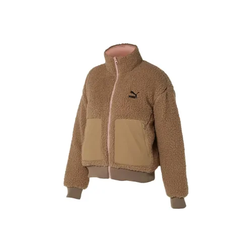 PUMA DEVA Velvet Jackets Women's Brown Pink
