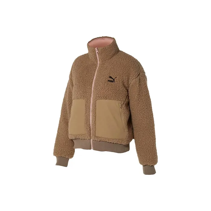 PUMA DEVA Velvet Jackets Women's Brown Pink-0