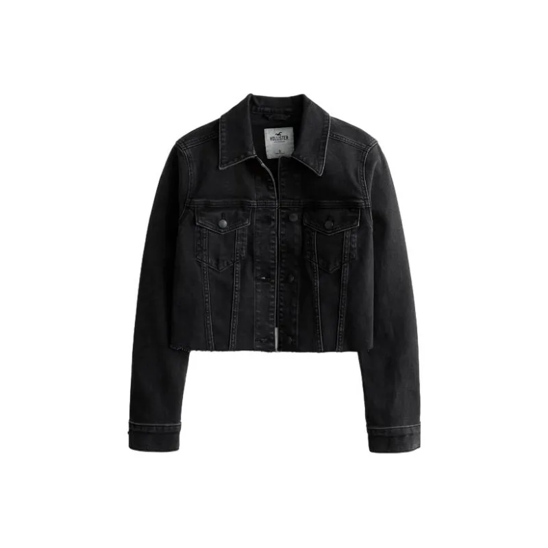 Hollister Denim Jackets Women's Black-0