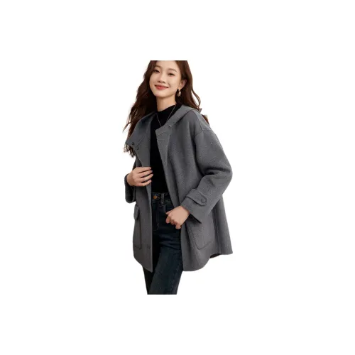 Mo Han Yi Mei Coats Women's Gray