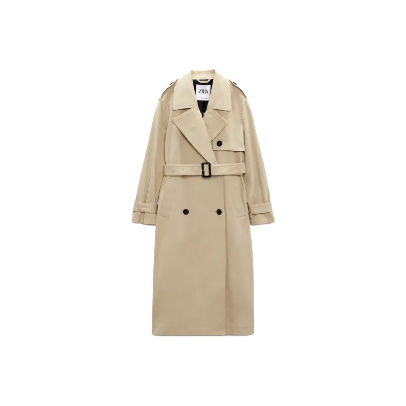 ZARA Trench Coats Women's Light Camel-0