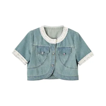 XIANGYING Denim Jacket Women's Blue