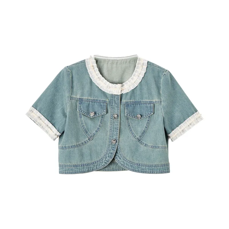 XIANGYING Denim Jacket Women's Blue-0