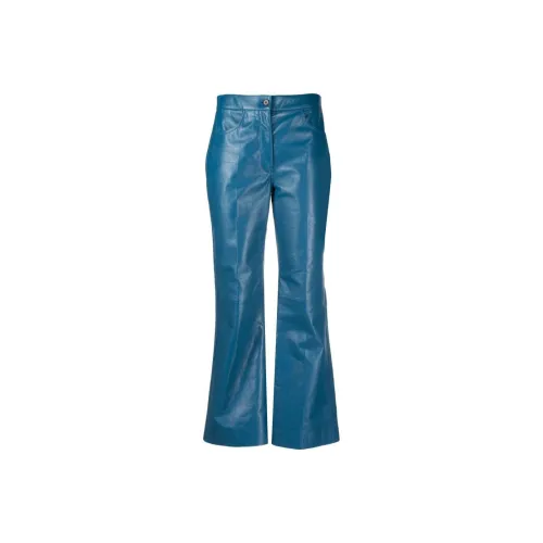 JIL SANDER Kick flare Cropped Leather Trousers