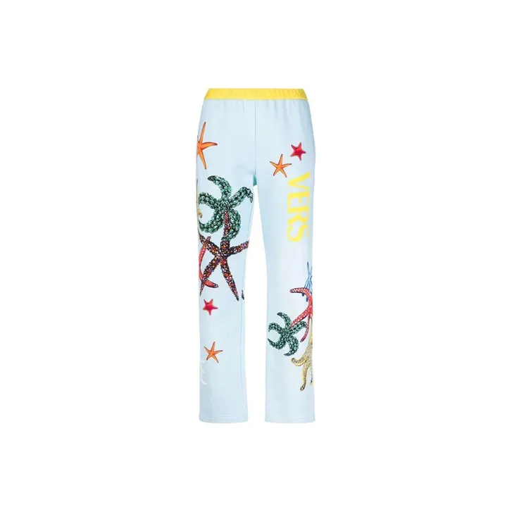 VERSACE Knitted Sweatpants Women's Blue-0
