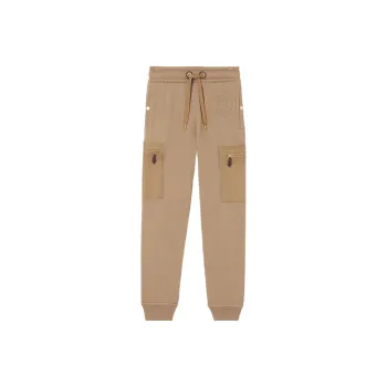 Burberry Women's Archway Logo Embroidered Track Pants Camel Beige