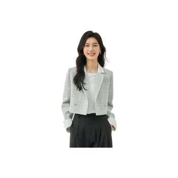 VIMLY Cropped Coats Women's Blue White