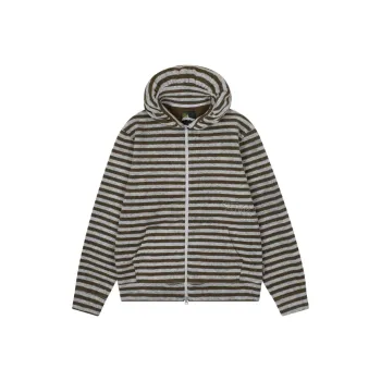Safarispot S.T.C. STRIPE FLEECE MUFFLER ZIP UP Sweatshirt Women's KHAKI/Khaki