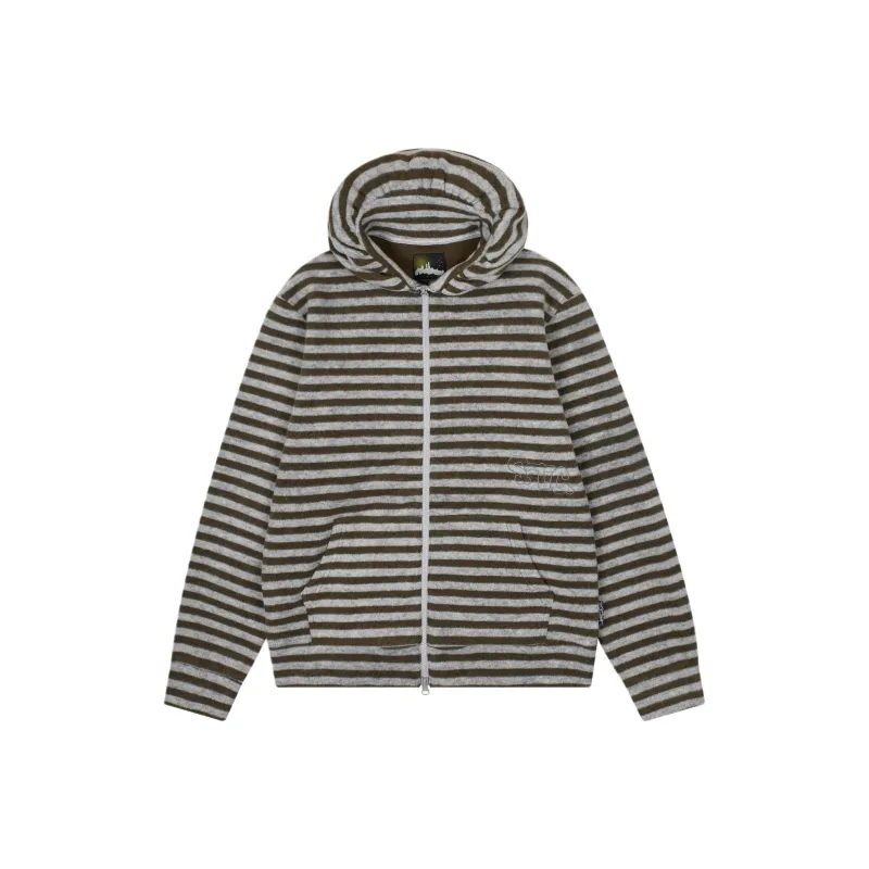 Safarispot S.T.C. STRIPE FLEECE MUFFLER ZIP UP Sweatshirt Women's KHAKI/Khaki-0