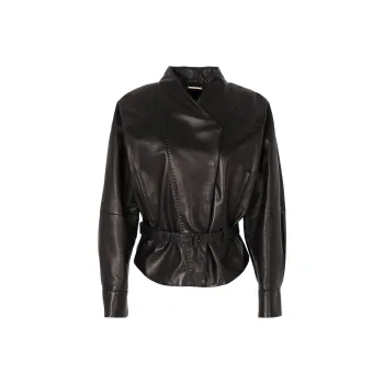 GIORGIO ARMANI Leather Jacket Women's Black