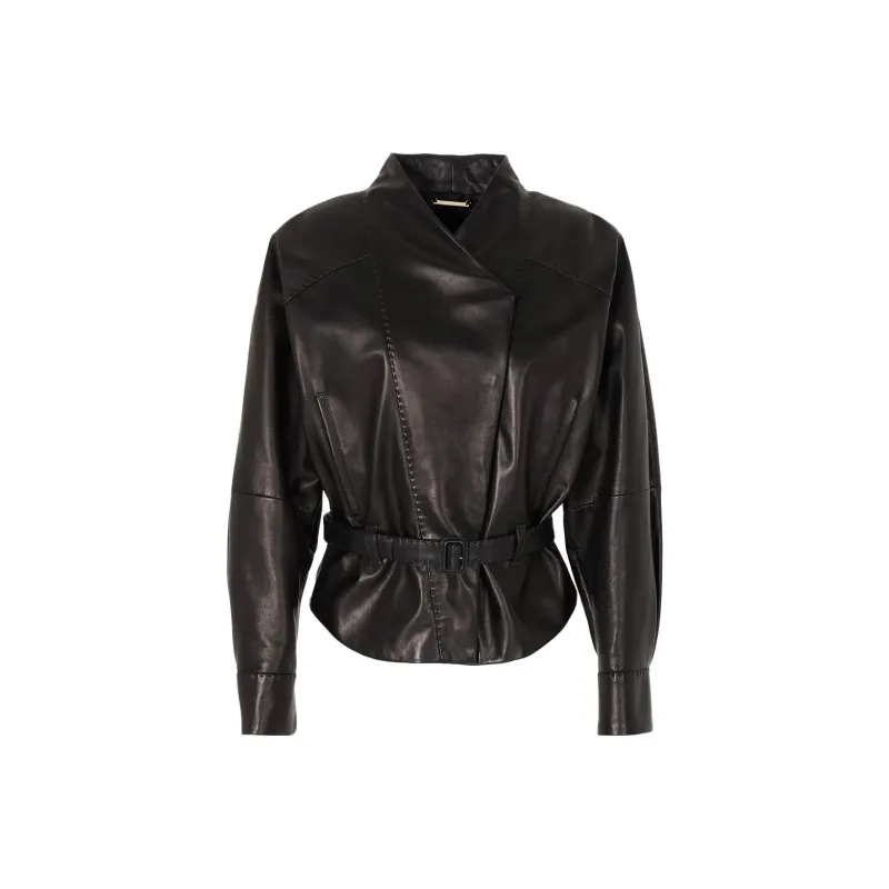 GIORGIO ARMANI Leather Jacket Women's Black-0