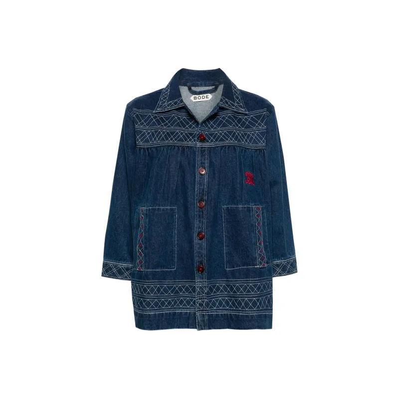 BODE Quincy Motif-embroidered Denim Jacket-0