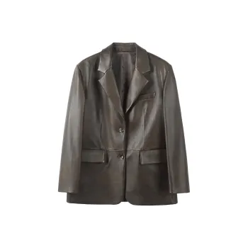 SINBOS Leather Jacket Women's Vintage Brown
