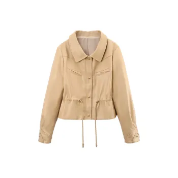 A Paradise For Awakening Leather Jacket Women's Khaki