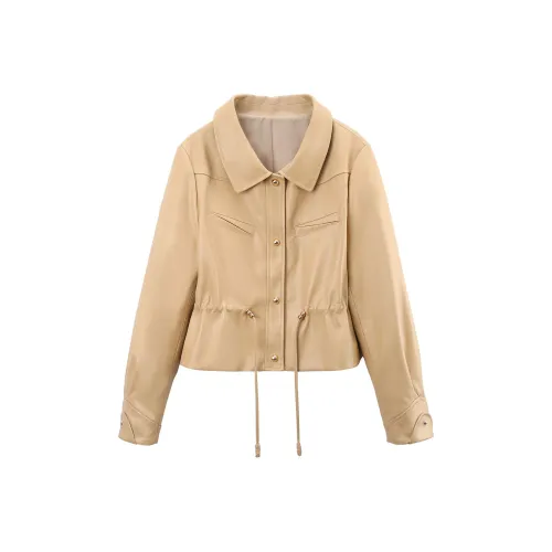 A Paradise For Awakening Leather Jacket Women's Khaki