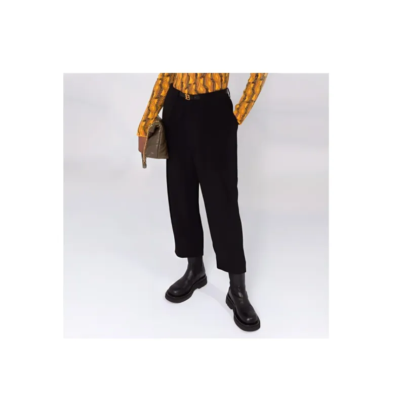 BALMAIN Cropped Straight leg Crepe Trousers-0