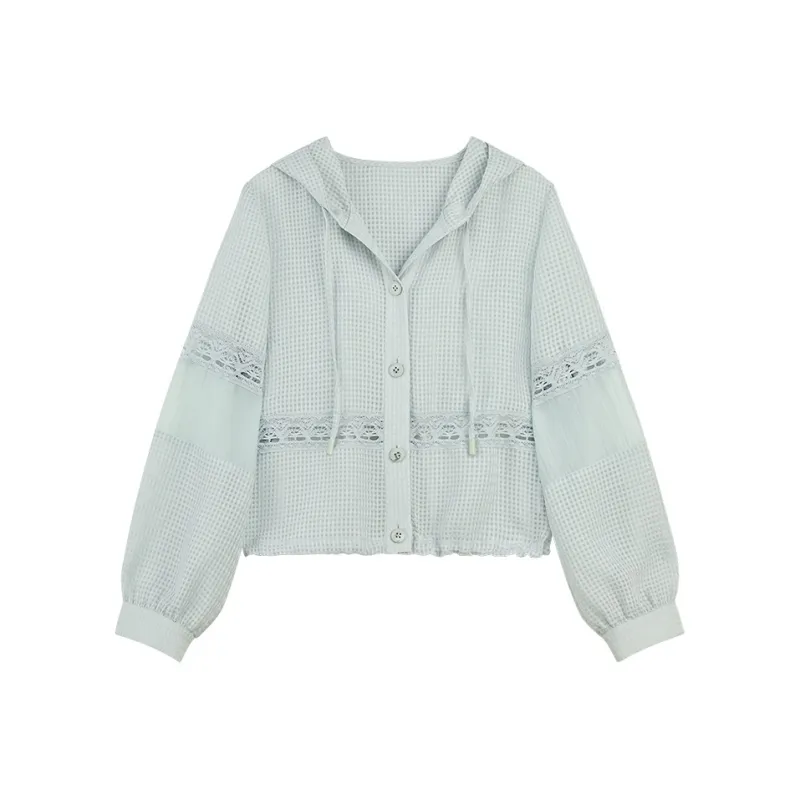 Pit Cropped Coats Women's Light Blue-0