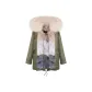 Army Green+Milk Tea Ice Cream Fox Fur