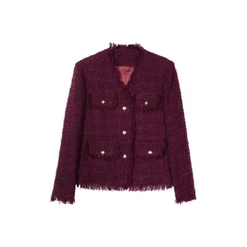 MISSSHINE Cropped Coats Women's Ancora Red