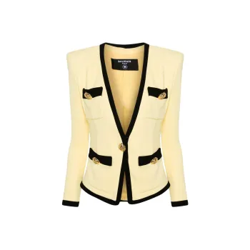 BALMAIN Contrast Trim Crepe Blazer