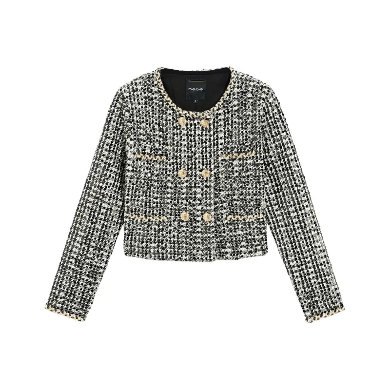 Bebe FW24 Cropped Coats Women's Black White-0