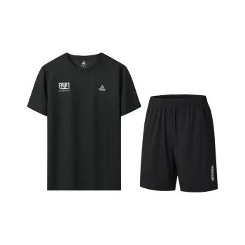 PEAK Casual Sportswear Unisex Black Short Sleeved Shirt+Black Shorts