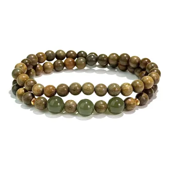PUTUOSHANWENCHUANG Green Sandalwood Bracelets Unisex