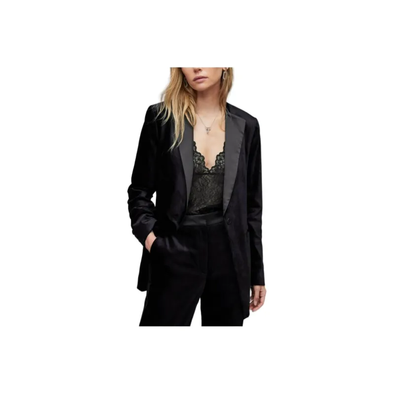ALLSAINTS Allsaints Sofia Velvet Blazer Business Suit Women's Midnight Blue-0