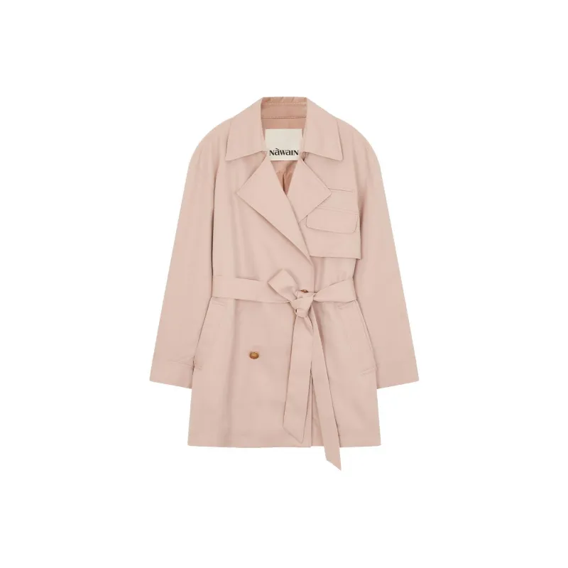 NAWAIN Trench Coat Women's Silver Gray Pink-0