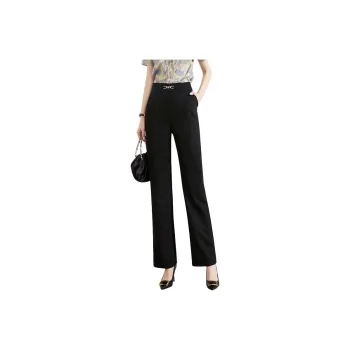 Late White Extended Length Floor Length Casual Pants Women's Black