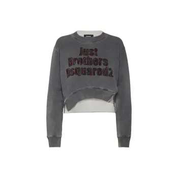 DSQUARED 2 Spray Dyed Round Rib Crewneck Sweatshirt