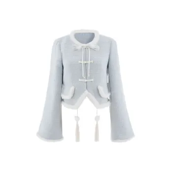 Blovelan Cropped Coats Women's Light Blue