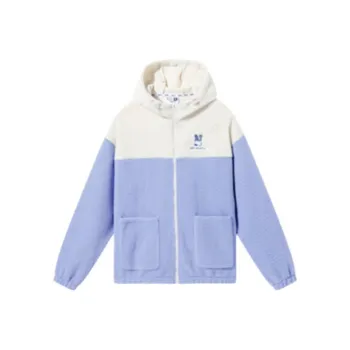 QIAODAN Velvet Jackets Women's Thistle Blue/Light Beige