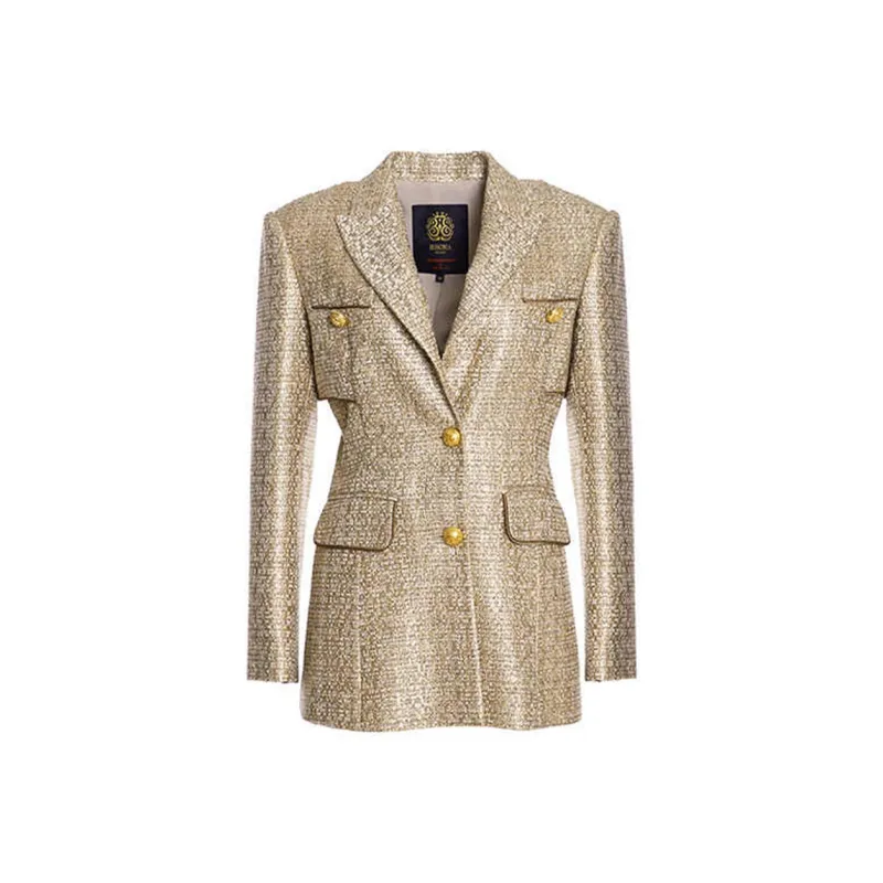 BESIONIA SS22 Business Suits Coats Women's Gold-0