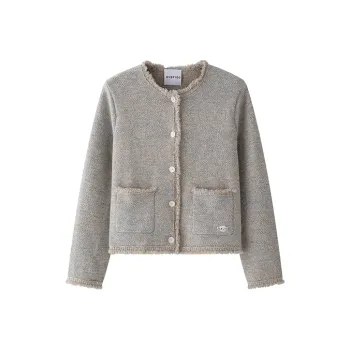 YANGZHIDAO Cropped Coats Women's Ash Light Yellow