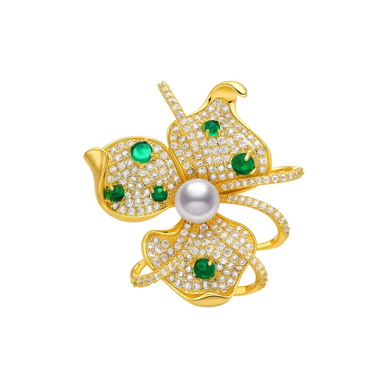 ME LUXE Pearl Brooch, Classic And Versatile # Good Luck Women's-0