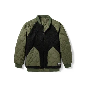 Timberland Colorblock Baseball Collar Puffer Jacket Women's Army Green