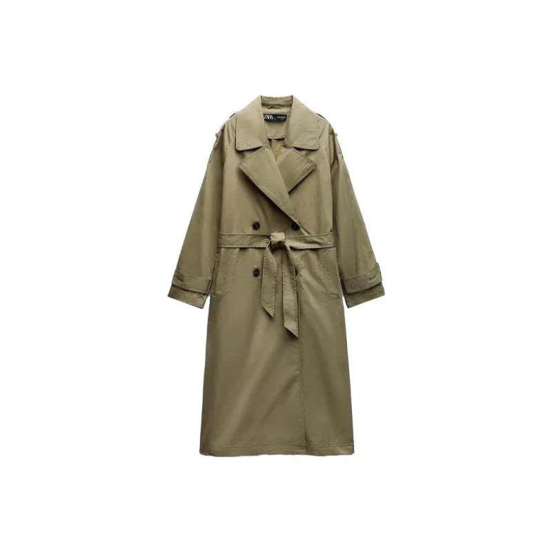ZARA Trench Coats Women's Khaki-0