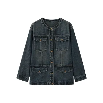 Luqingyi Denim Jacket Women's Washed Blue
